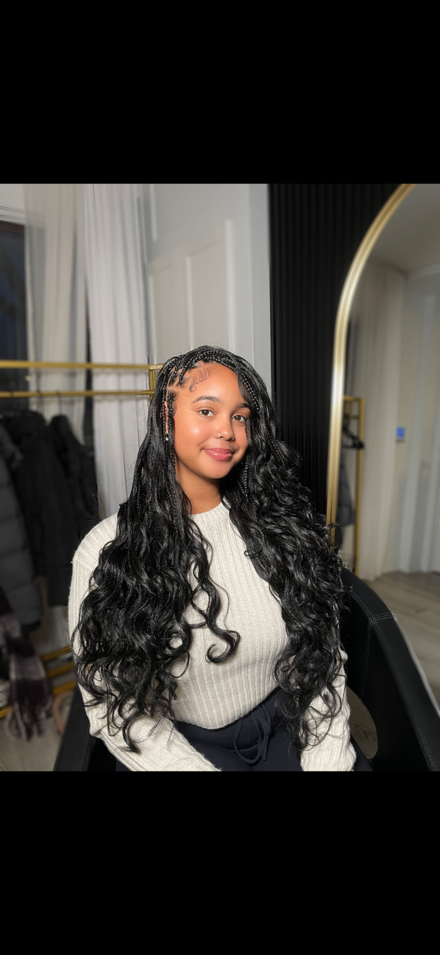 Knotless braids with curl ends